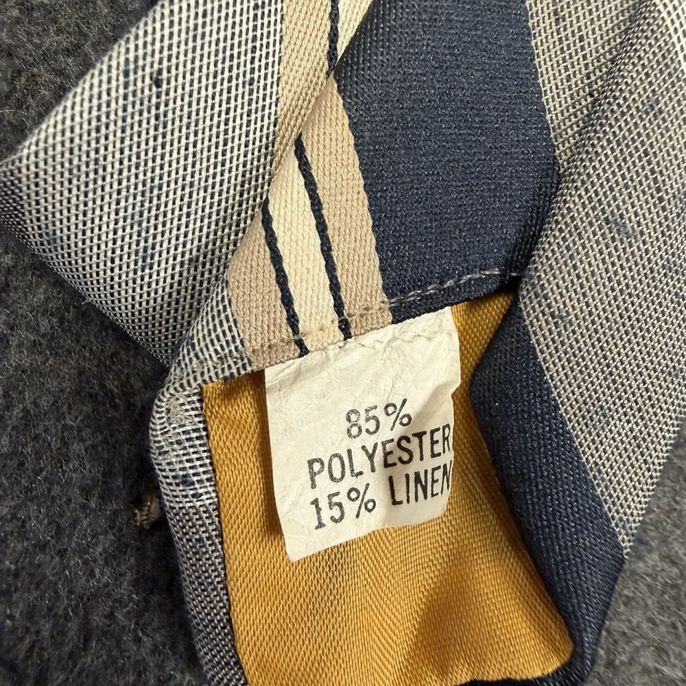 Vtg Damon Silk Blend Tie Mens Striped Raw Slub Texture Grey Navy Yellow 70s 80s